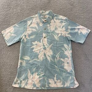 Kahala Hawaiian Popover Shirt Mens Medium Blue Reverse Print Made In USA